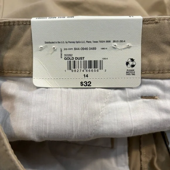 NWT a.n.a Mid Rise Midi Shorts Size 14 Khaki Cotton Blend Summer Casual - Picture 7 of 10